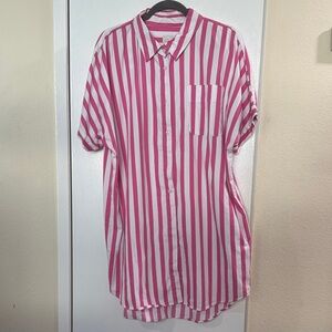a new day Pink and White Striped Blouse